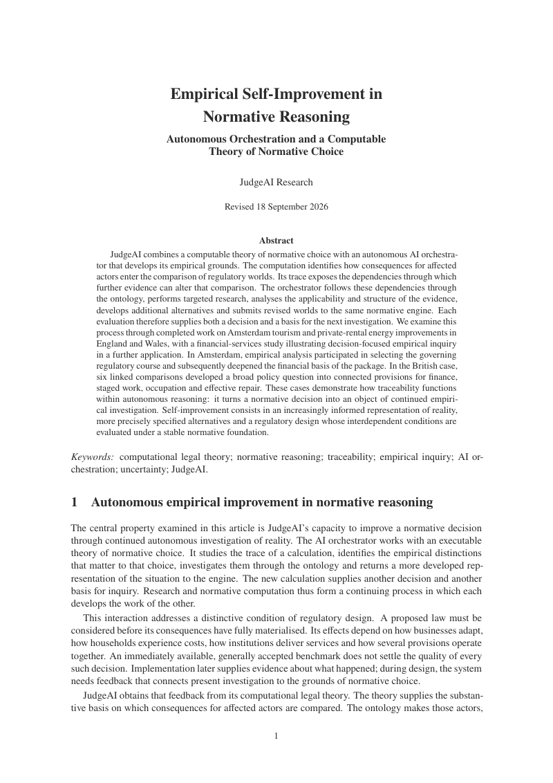 First page of Empirical Self-Improvement in Normative Reasoning